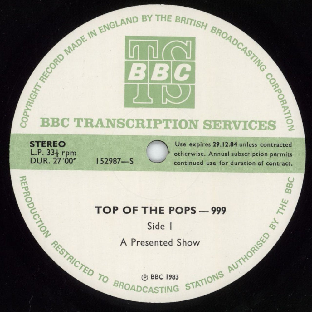 Various-Pop Top Of The Pops 999 UK Promo vinyl LP album (LP record) 152987/88-S