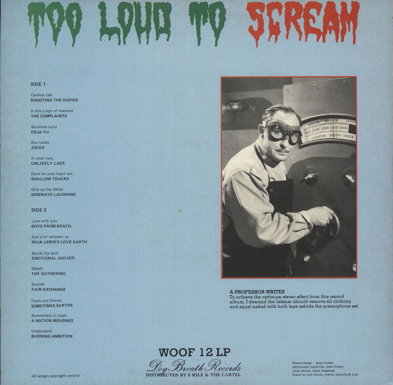 Various-Punk & New Wave Too Loud To Scream UK vinyl LP album (LP record)