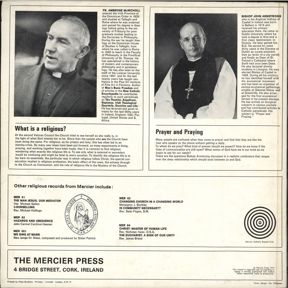 Various-Religious What Is A Religious ? / Prayer And Praying Irish vinyl LP album (LP record)