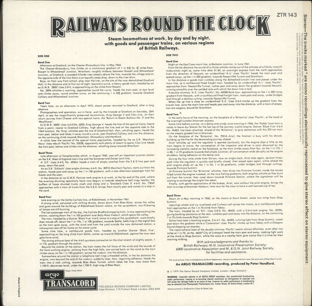 Various-Trains Railways Round The Clock UK vinyl LP album (LP record)