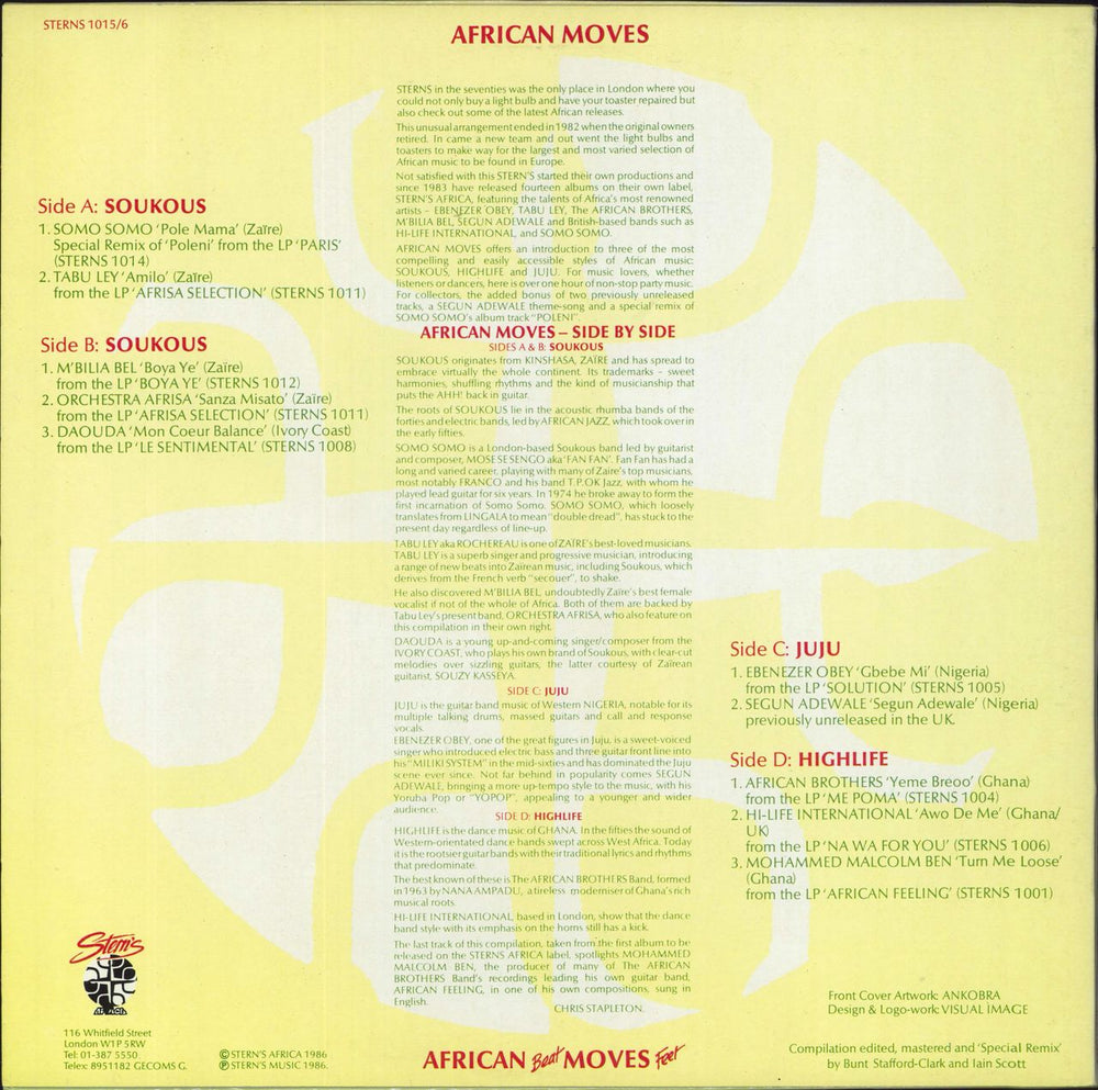 Various-World Music African Moves UK 2-LP vinyl record set (Double LP Album)