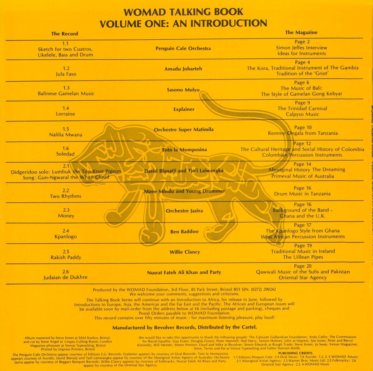 Various-World Music Womad Talking Book Volume One: An Introduction To World Music UK vinyl LP album (LP record)