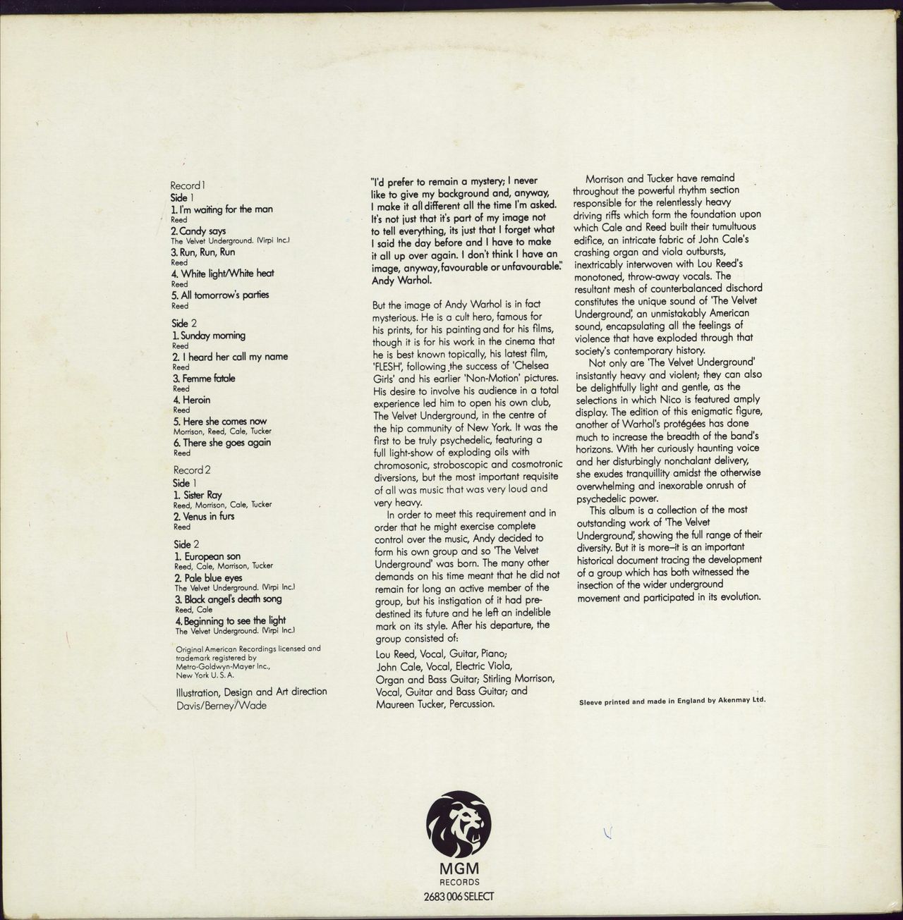 Velvet Underground Andy Warhol's Velvet Underground Featuring Nico - red label - EX UK 2-LP vinyl record set (Double LP Album) VUN2LAN768194