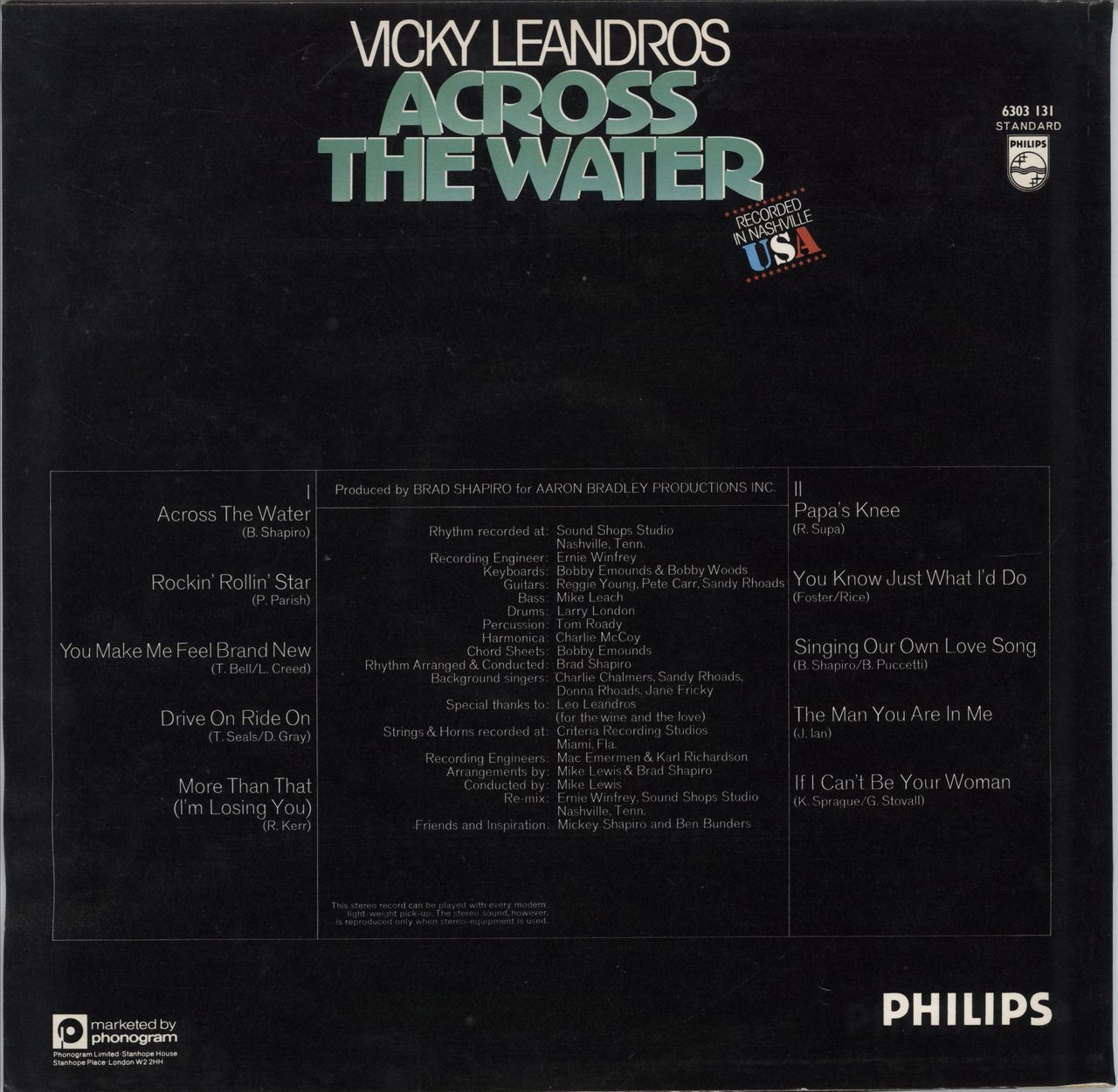 Vicky Leandros Across The Water UK vinyl LP album (LP record)