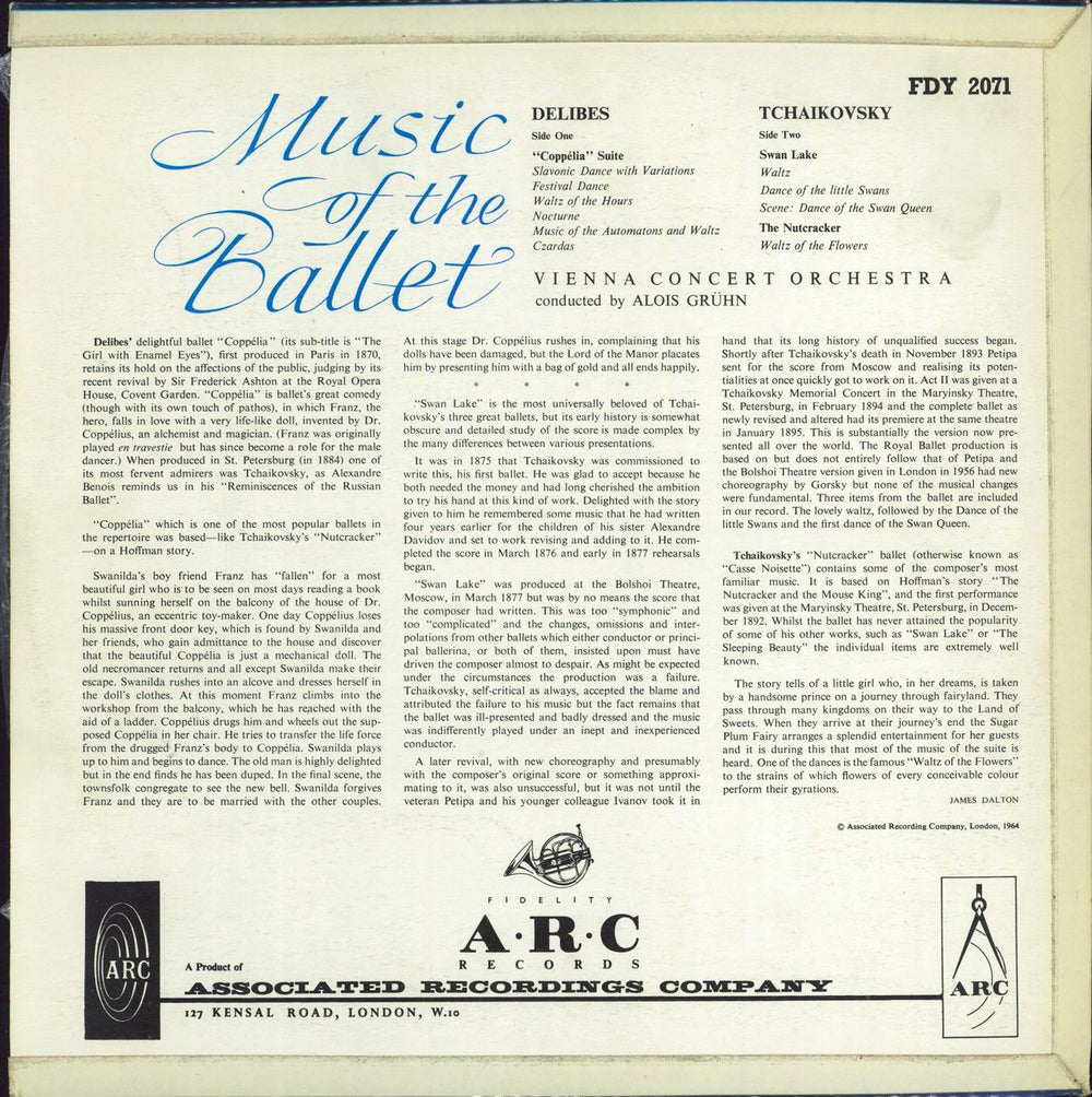 Vienna Concert Orchestra Music Of The Ballet UK vinyl LP album (LP record)