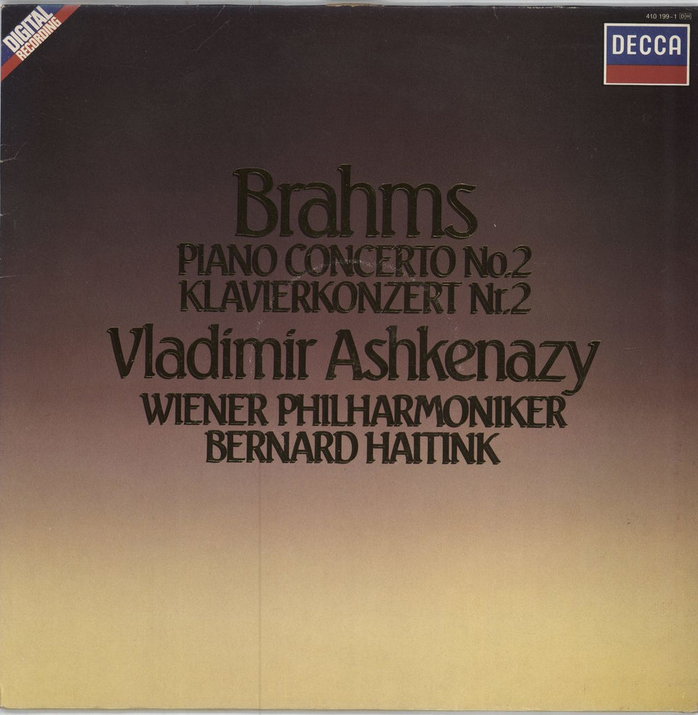 Vladimir Ashkenazy Brahms: Piano Concerto No. 2 UK vinyl LP album (LP record) 410199-1