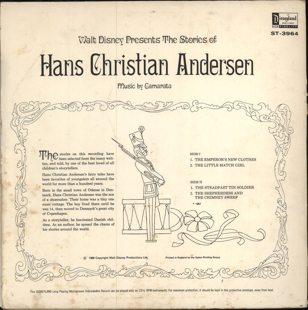 Walt Disney Walt Disney Presents The Stories Of Hans Christian Andersen UK vinyl LP album (LP record)