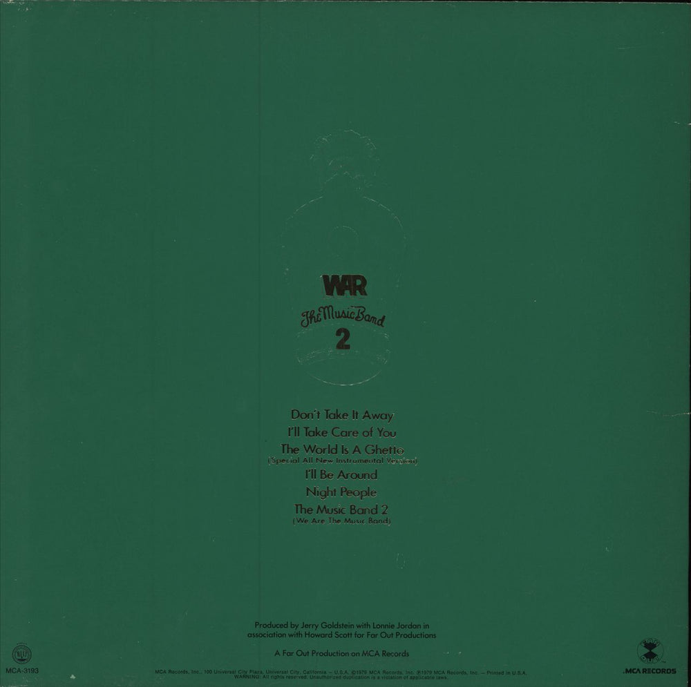 War The Music Band 2 US vinyl LP album (LP record)