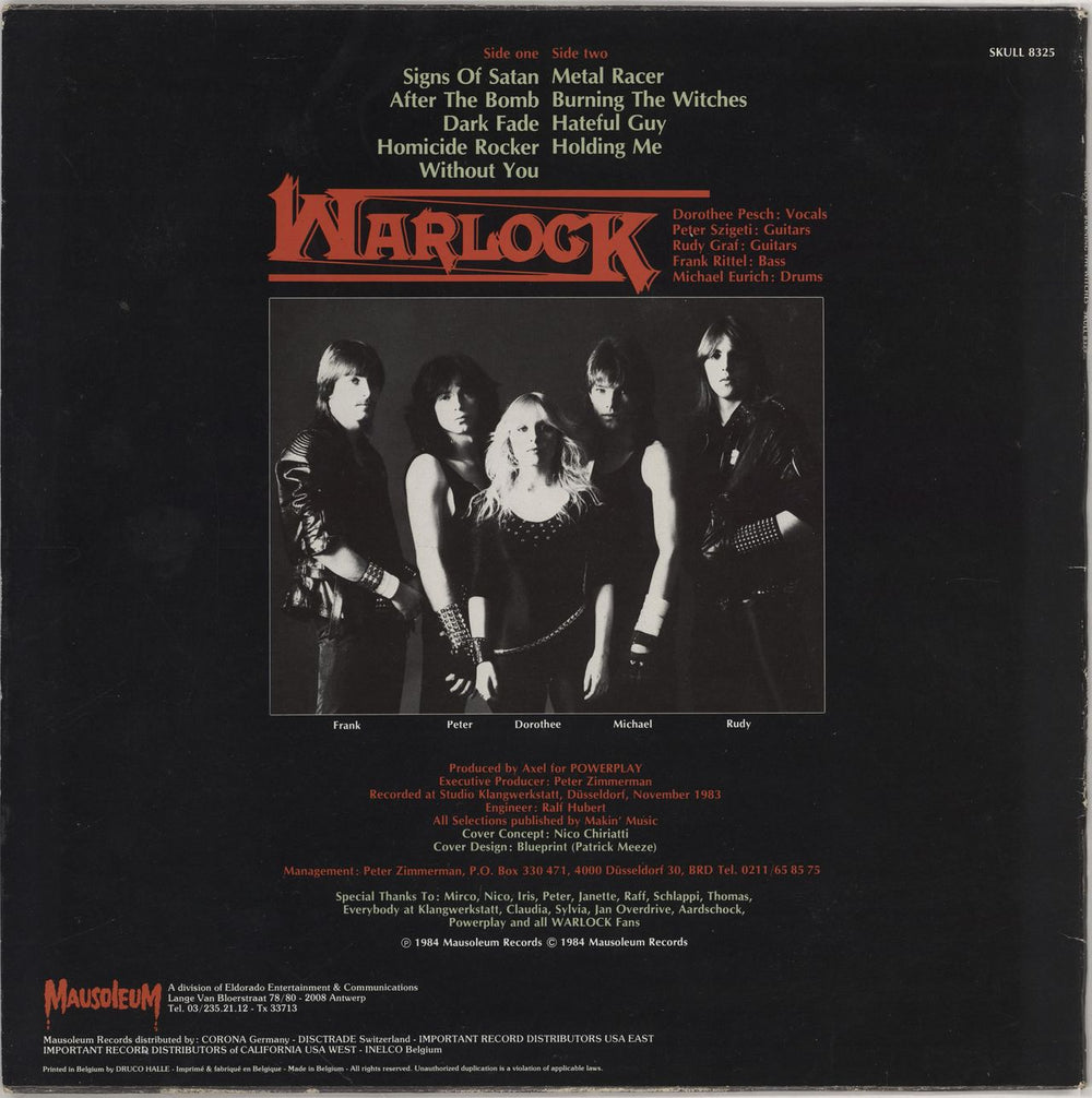 Warlock Burning The Witches Belgian vinyl LP album (LP record)