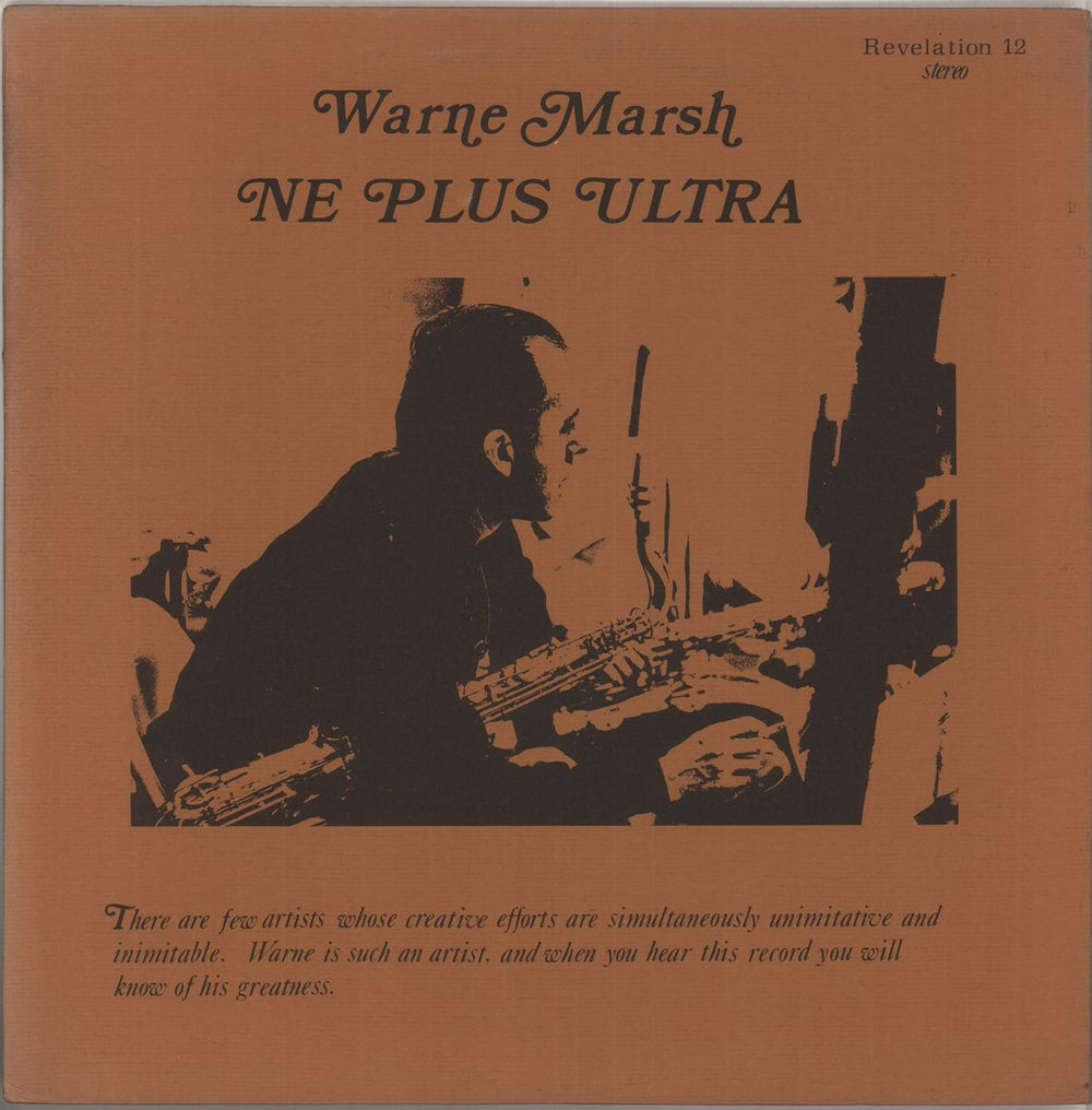Warne Marsh Ne Plus Ultra US vinyl LP album (LP record) REV-12