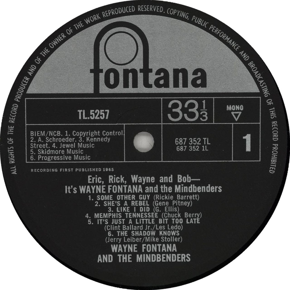 Wayne Fontana And The Mindbenders Eric, Rick, Wayne & Bob - EX UK vinyl LP album (LP record) 175LPER750168