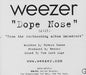 Weezer Dope Nose US Promo CD single (CD5 / 5") INTR-10725-2