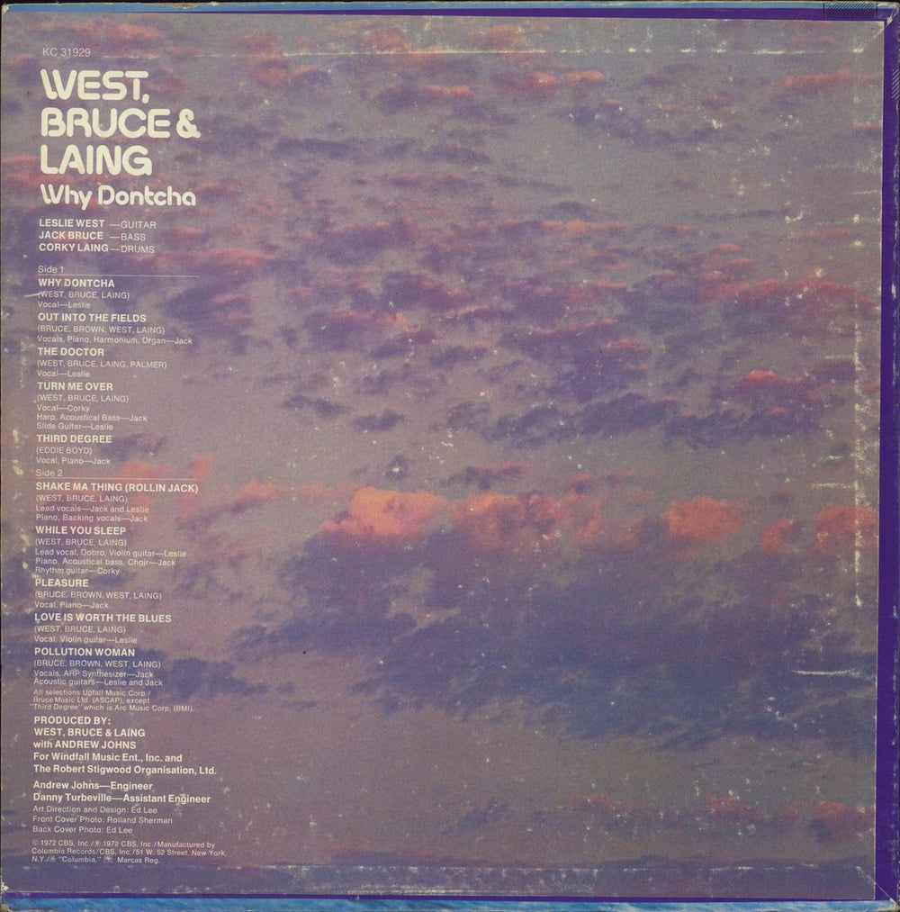 West, Bruce & Laing Why Dontcha US vinyl LP album (LP record)