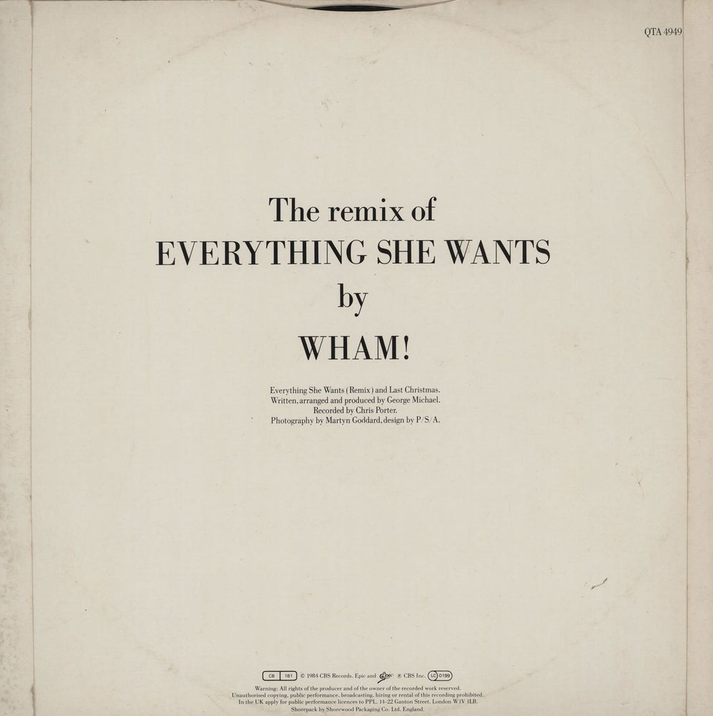 Wham Everything She Wants - Remix UK 12" vinyl single (12 inch record / Maxi-single) WHA12EV17805