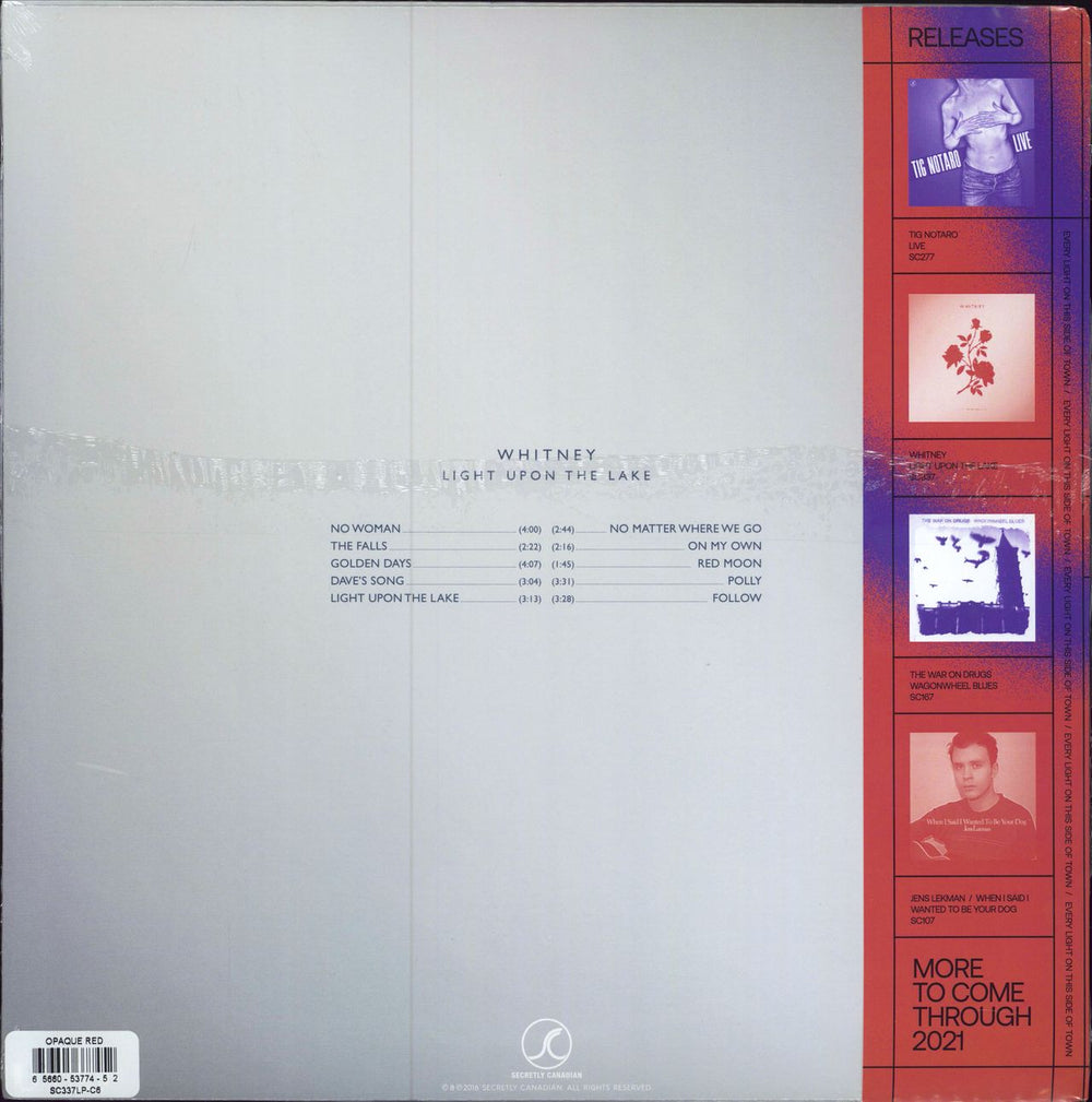 Whitney Light Upon The Lake - Red Vinyl - Sealed UK vinyl LP album (LP record) 656605377452