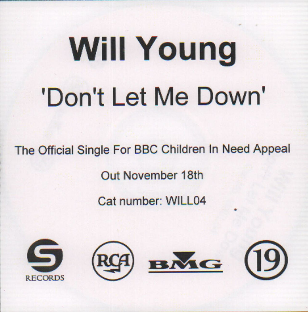 Will Young Don't Let Me Down UK CD-R acetate CD-R