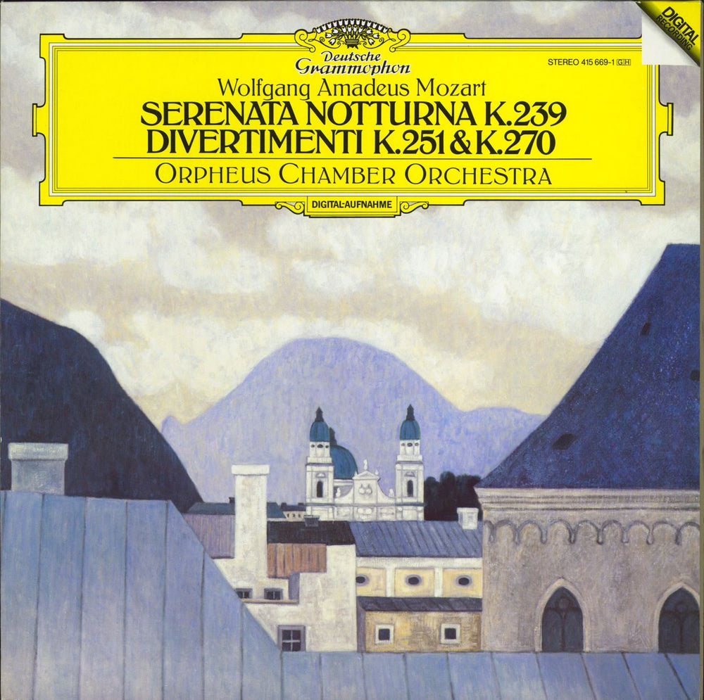 Wolfgang Amadeus Mozart Serenata Notturna K.239 / Divertimenti K.251 & K.270 German vinyl LP album (LP record) 415669-1