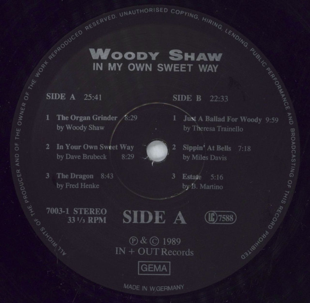 Woody Shaw In My Own Sweet Way German vinyl LP album (LP record) WOYLPIN827306