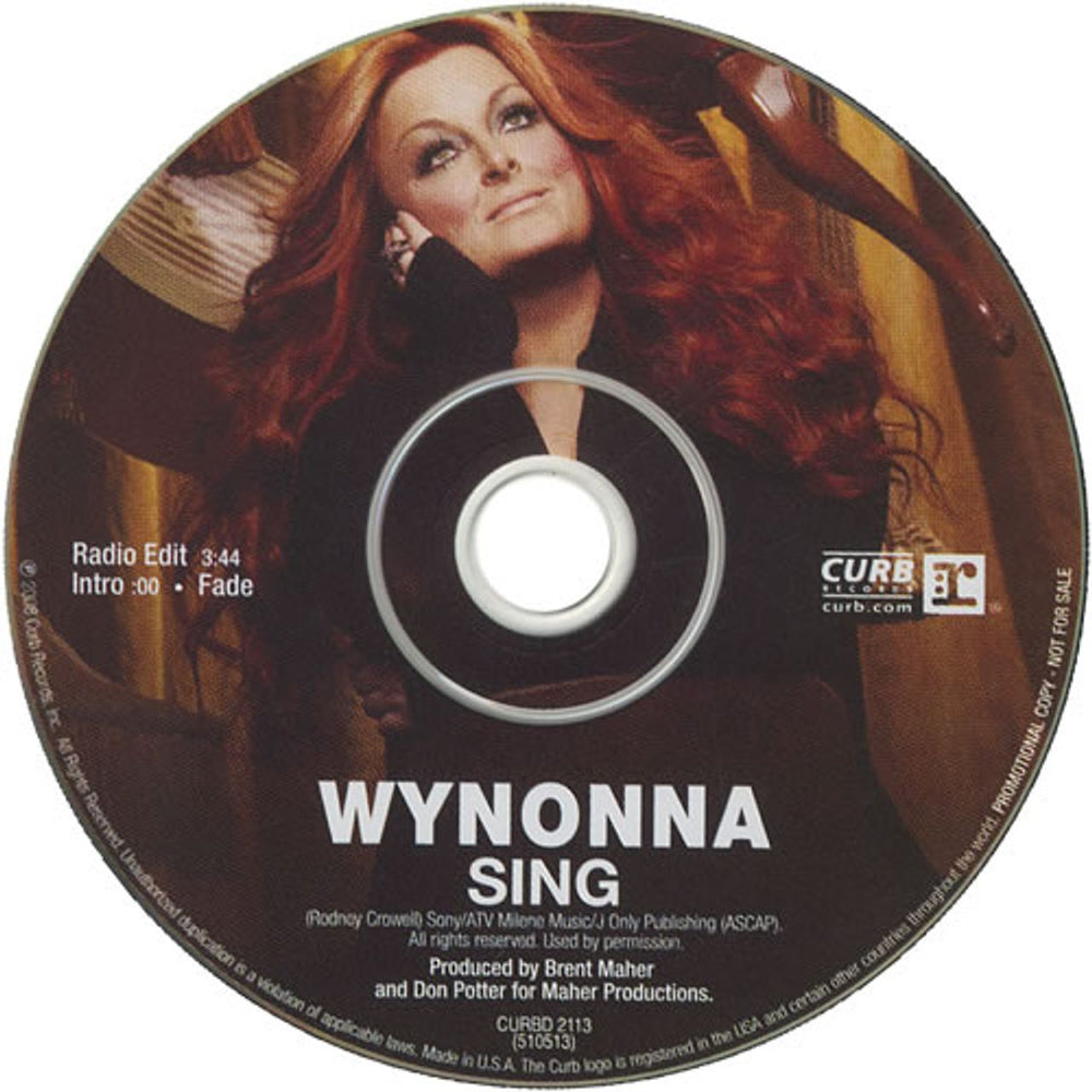 Wynonna Judd Sing US Promo CD single (CD5 / 5") CURBD2113