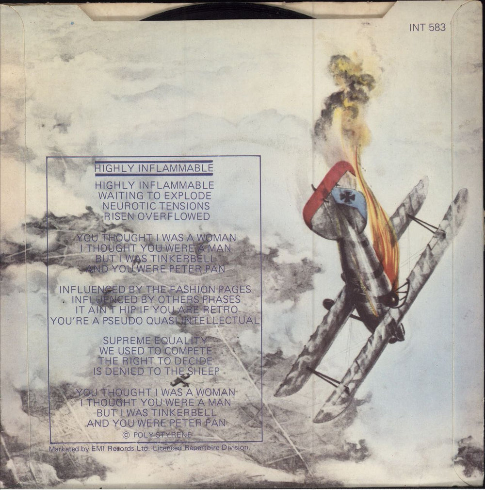 X-Ray Spex Highly Inflammable + p/s - EX UK 7" vinyl single (7 inch record / 45)