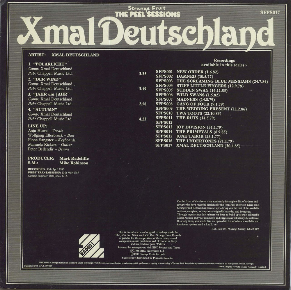 Xmal Deutschland Peel Session-White label UK 12" vinyl single (12 inch record / Maxi-single)