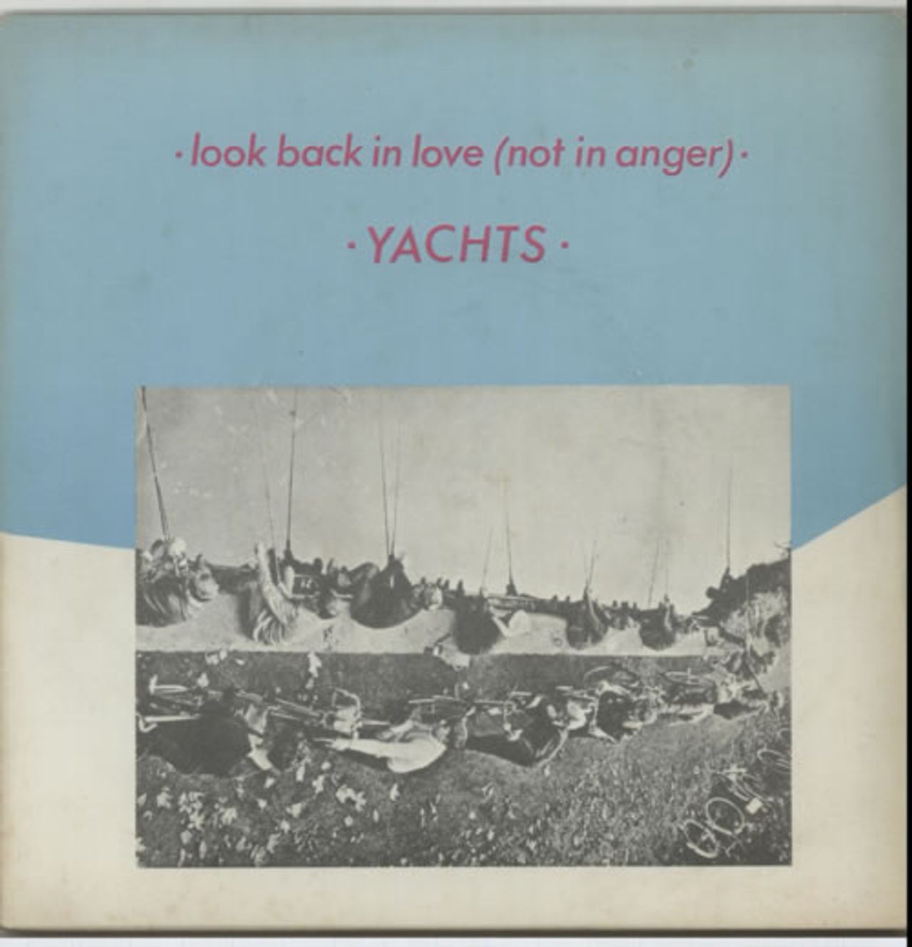 Yachts Look Back In Love (Not In Anger) - Blue Vinyl + Sleeve UK 7" vinyl single (7 inch record / 45) ADA23