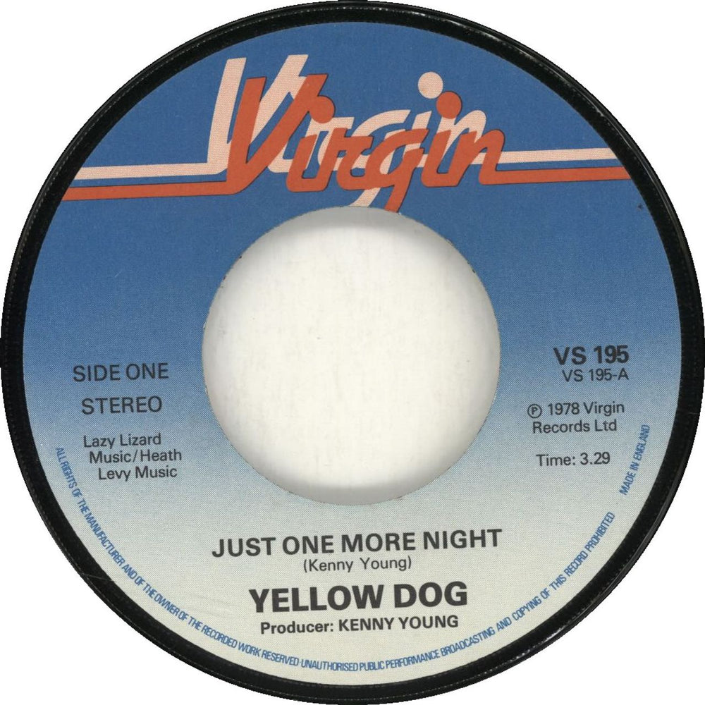 Yellow Dog Just One More Night - Jukebox UK 7" vinyl single (7 inch record / 45) VS195