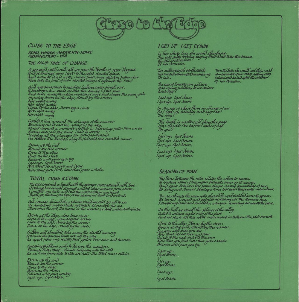 Yes Close To The Edge - 1st - Complete - EX UK vinyl LP album (LP record) 1972