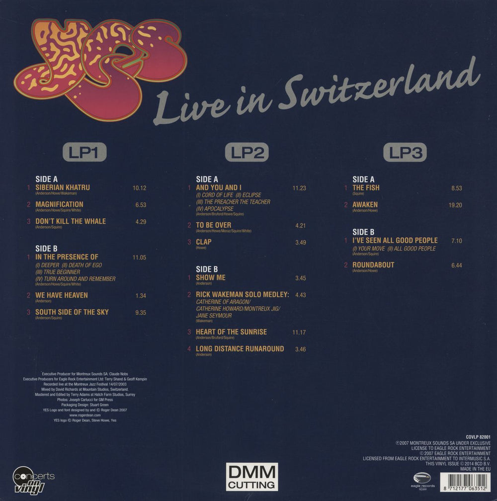 Yes Live In Switzerland 2003 UK 3-LP vinyl record set (Triple LP Album) 8712177063512