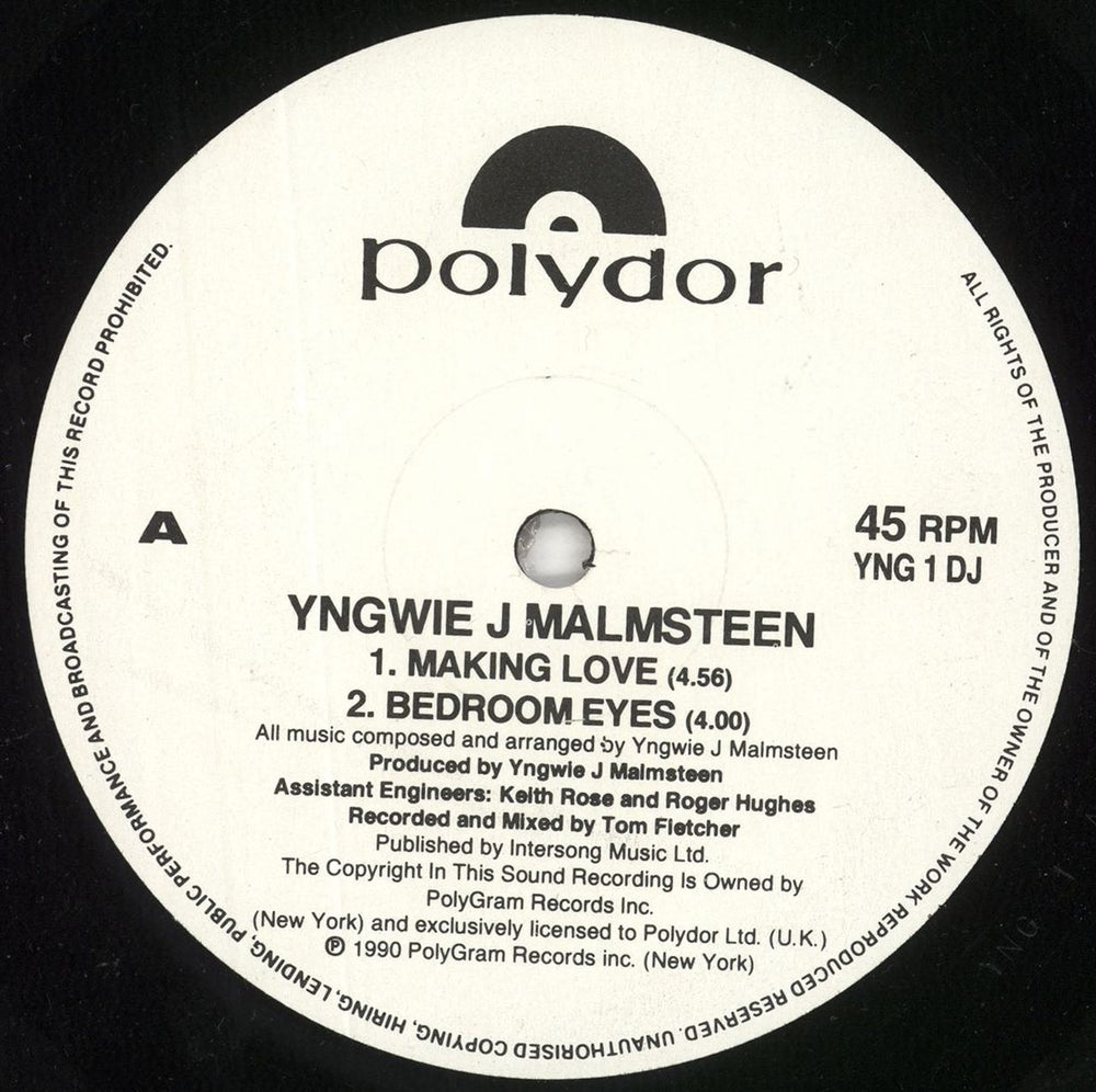 Yngwie Malmsteen Making Love UK Promo 12" vinyl single (12 inch record / Maxi-single) YNG1DJ